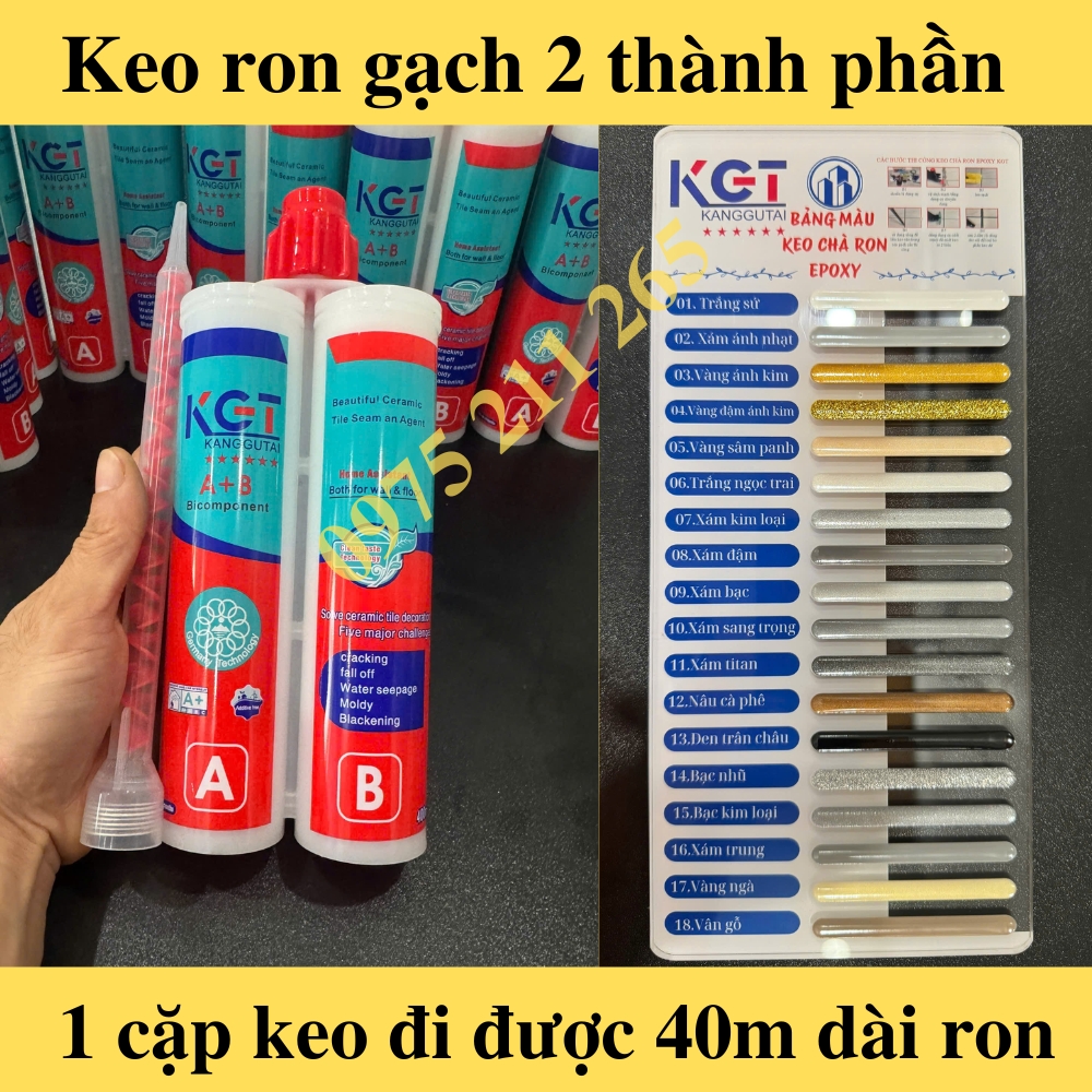 keo ron gạch 2 thành phần KGT, keo epoxy chà ron chống thấm nhà tắm - Ảnh 3