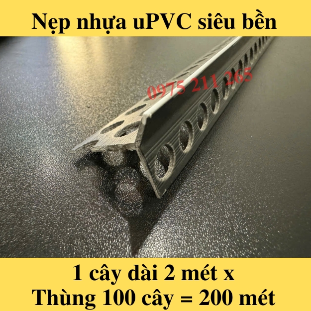 Nẹp v tô cạnh tường, 100 thanh nhựa nẹp góc tô trát - Ảnh 3