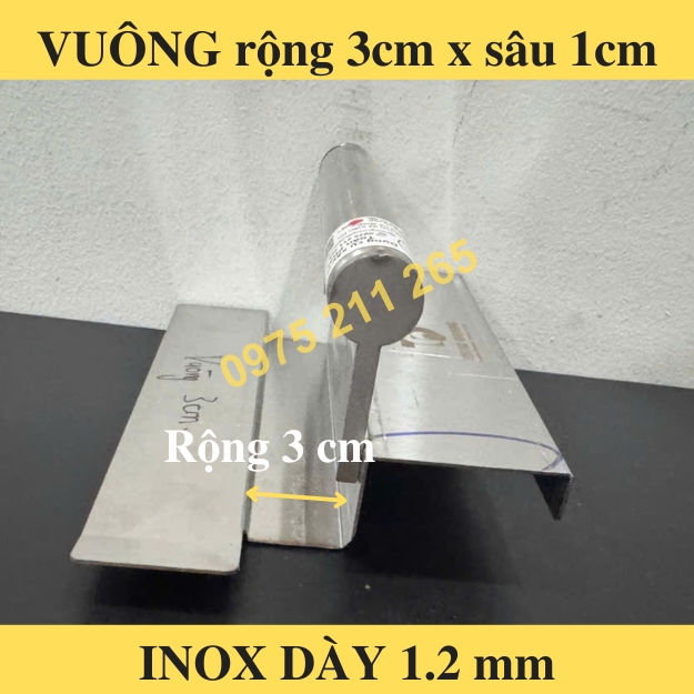 bay cắt ron âm tường loại vuông tròn, bay cắt chỉ tường inox dày 1,2mm - Ảnh 7